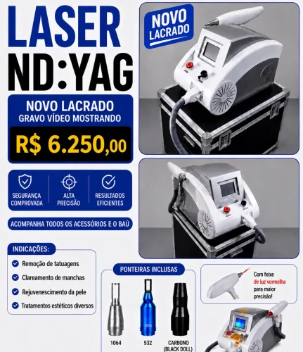 Aparelho Laser Profissional Remoção de Tatuagem Novo Lacrado em Português Garantia
