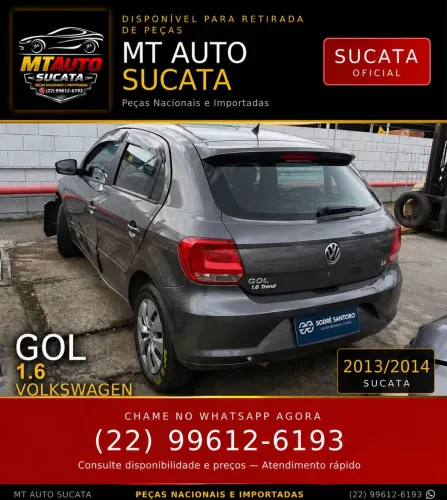Sucata do Gol 1.6 2013/2014 disponível para venda de peças.
