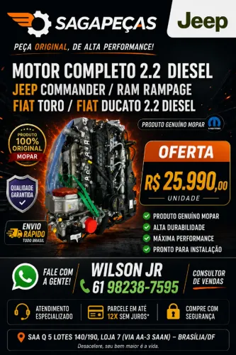 Motor completo 2.2 Diesel Jeep Commander, Ram Rampage, Fiat Toro, Fiat Ducat.
