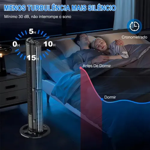 Ventilador De Torre Antuvi Rotativo Silencioso 45w Vento Super Forte, 220v