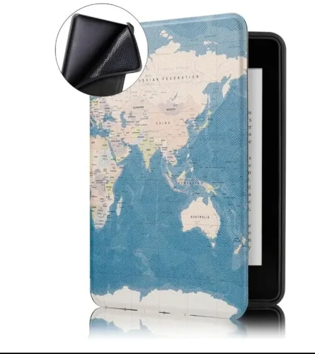 Capa Kindle Paperwhite Wb ® Ultra Leve Auto Liga/des Cor Mapa Mundi Mapa Mundi