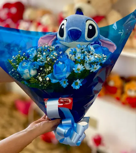 Buquê Romance azul (Stitch) 