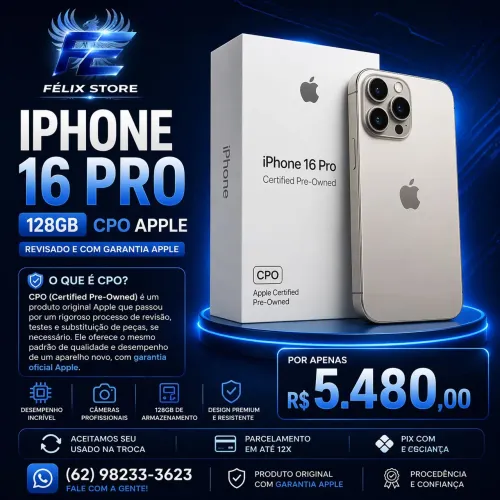 iPhone 16 Pro 128GB CPO Garantia Apple Troca