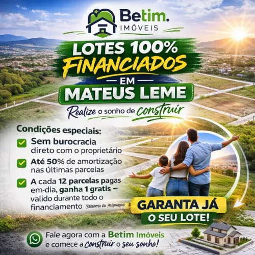OPORTUNIDADE EM MATEUS LEME - LOTES 100% FINANCIADOS