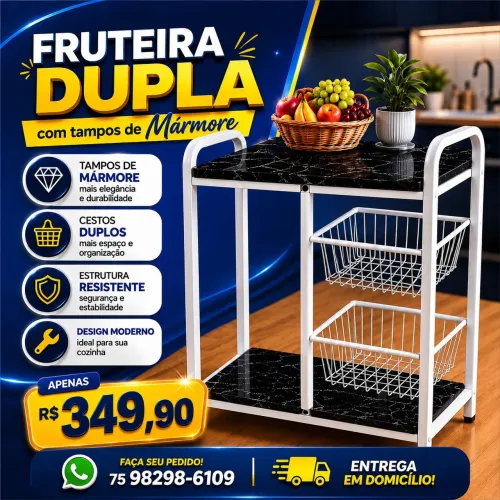 Fruteira dupla com tampos em mármore - Oferta 