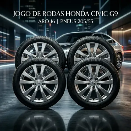 Jogo de rodas original Honda Civic G9, aro 16, com pneus na medida 205/55
