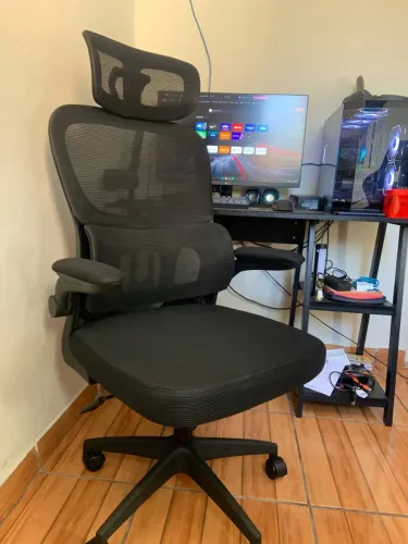 Cadeira Ergonômica de Escritório com Apoio Lombar e Cabeceira