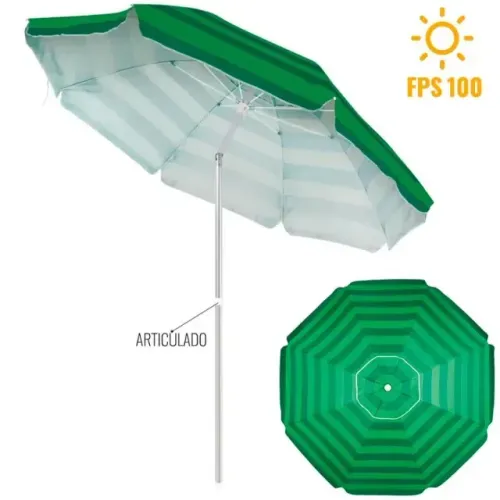 Guarda Sol em Alumínio Articulado com Proteção Solar 2.4 Metros - c/ base furador de areia