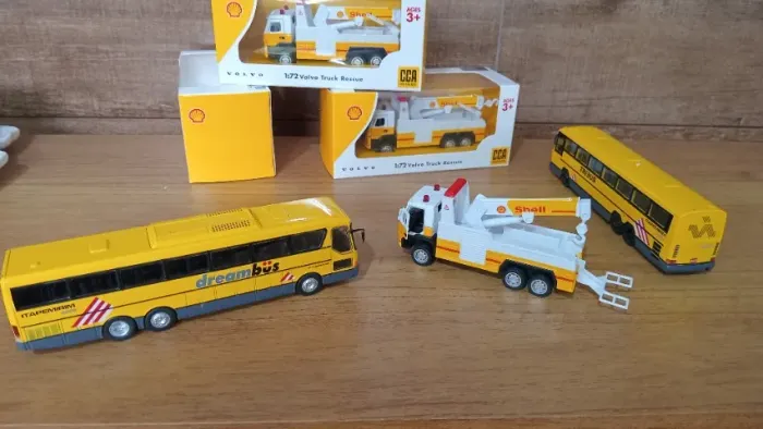 CAMINHÃO REBOQUE Esc. 1/72 PARA ÔNIBUS, VOLVO SHELL-DIECAST.