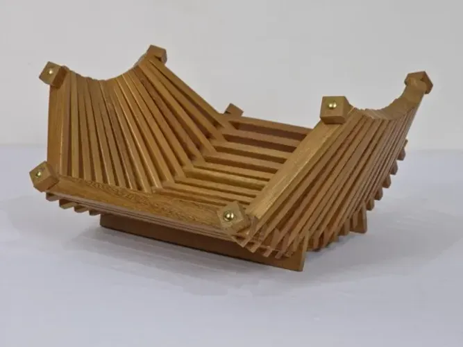 Fruteira Dobravel de Mesa em madeira nobre. Design moderno