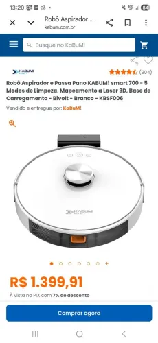 Robô Aspirador e Passa Pano Kabum! Smart 700