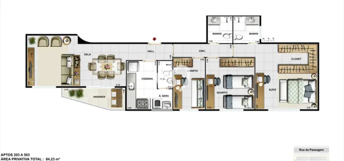 Apartamento 3 quartos Botafogo 88m2, com direito ao uso da cobertura + 80m2 para ampliação