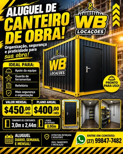 Aluguel canteiro de obra $400,00