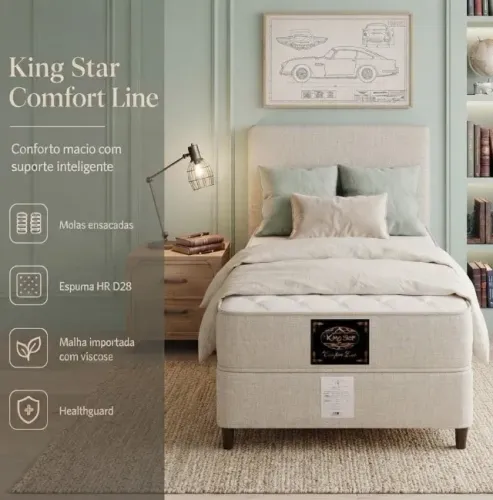 Cama de Solteiro Box King Star com Molas Ensacadas