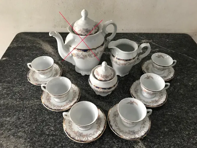 conjunto jogo de café schmidt porcelana 15 peças ano 1999