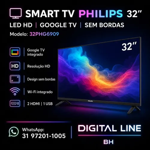TV PHILIPS 32? SEM BORDAS SMART 32PHG6909