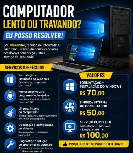 ? Formatação, Limpeza e Manutenção de Computadores com Preço Justo