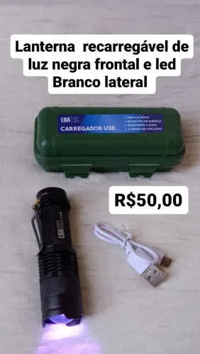 Lanterninha de luz negra recarregável com led Branco lateral / SUPER PROMOÇÃO 