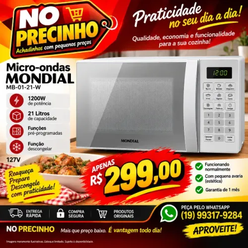 Micro-ondas Mb-01-21-w 1200w Mondial 127v