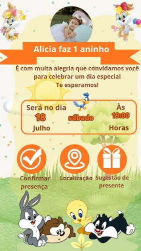 Convite Virtual Infantil - Arte Pronta e Personalizada