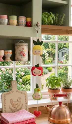 Móbile de frutinhas em feltro, decoração, presente p/o dia das mães, namorados, crianças 