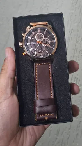 Relógio Analógico Curren Importado Bronze Pulseira de Couro Seminovo