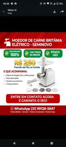 Moedor de carne elétrico Britânia 