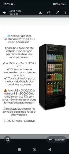 Expositor conservex em excelente pouco usado