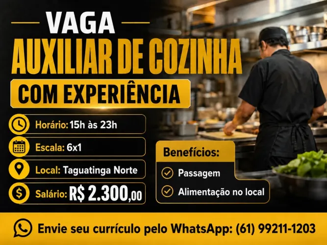 Vaga para auxiliar de cozinha