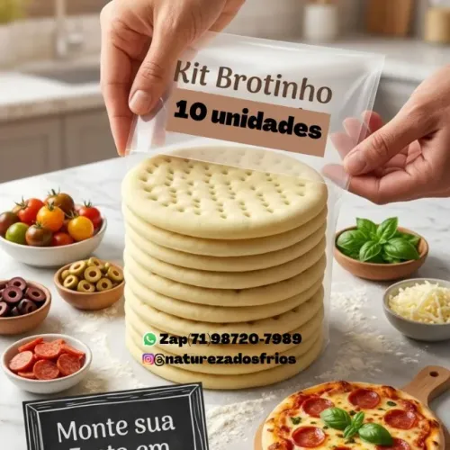 MASSA PARA PIZZA BROTINHO PRÉ-ASSADA | MASSA CASEIRA | KIT COM 10 UNIDADES