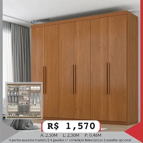 Guarda Roupa Evidence 6 portas 