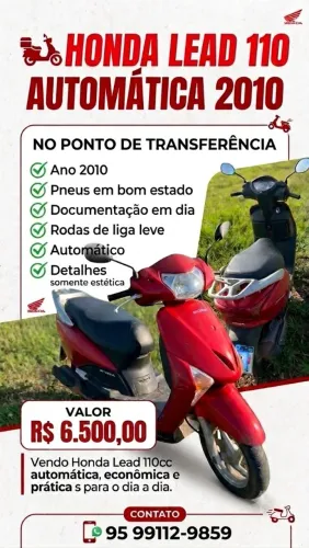 Honda Lead 110cc 2010 baú bem grande