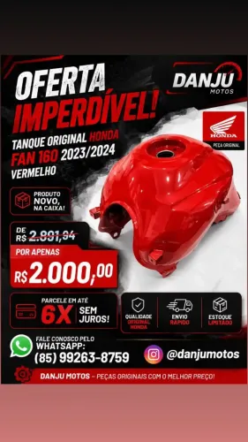 Tanque Fan 160 23/24 novo genuíno Honda