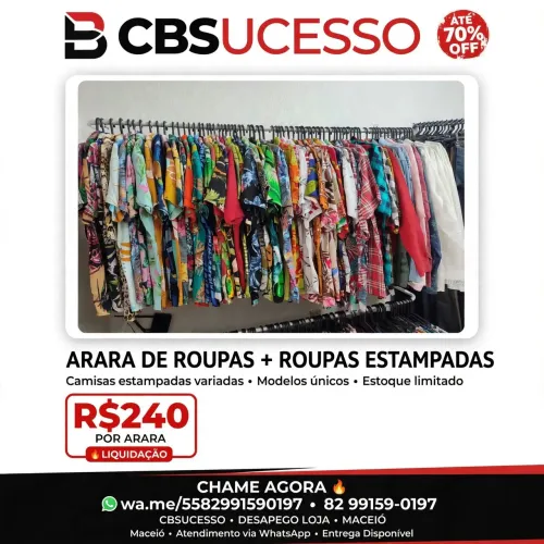 Arara de Roupas + Roupas Estampadas - R$240 Por Arara - Maceió - Liquidação
