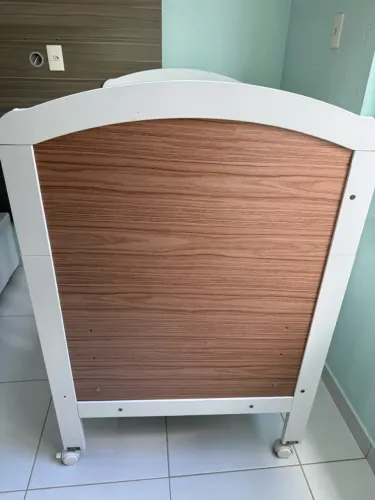 Berço Mini Cama Nick Móveis Peroba Branco Brilho/carvalho + Colchão Ortobom