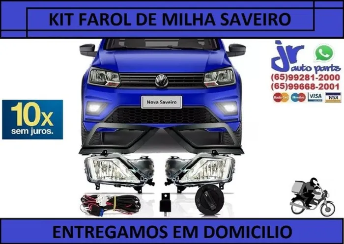 Kit Farol Milha Saveiro G8 Robust Trendline 2016/2021 Auxiliar Neblina 