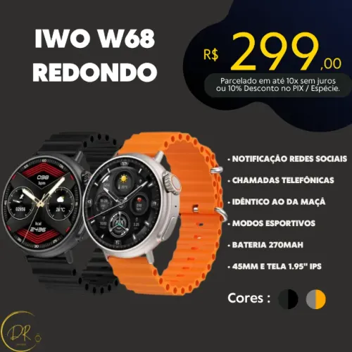 Smartwatch  Iwo série 8 Ultra redondo 45mm Pulseira Ocean + Pulseira Milanese de Brinde.