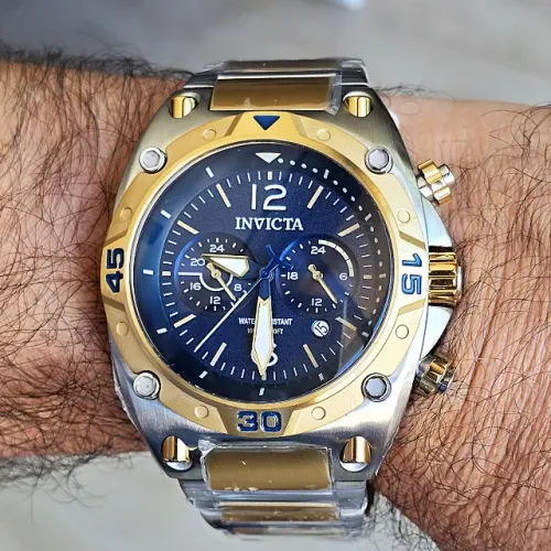 Relógio Invicta 40271 Aviator mostrador azul e dourado 50mm, na caixa zerado!