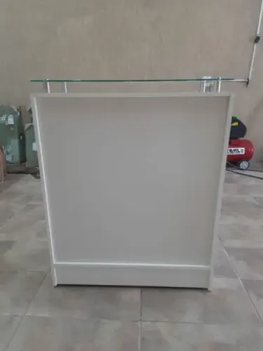 BALCÃO CAIXA C/ TAMPO DE VIDRO 