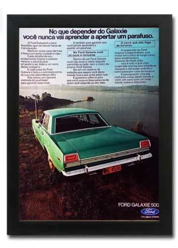 Ford Galaxie - Quadro decorativo com propaganda original de revista