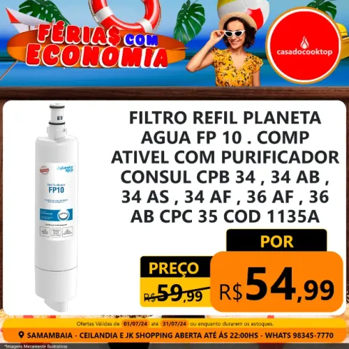 Filtro refil planeta agua fp10. compativel com purificador consul cpb34, 34ab, 34as, 34af,