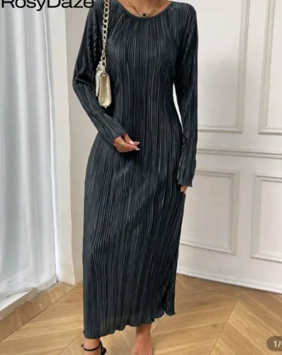 vestido Plissado longo