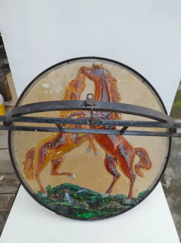 Vitral de Cavalos Decorativo 60cm peça exclusiva