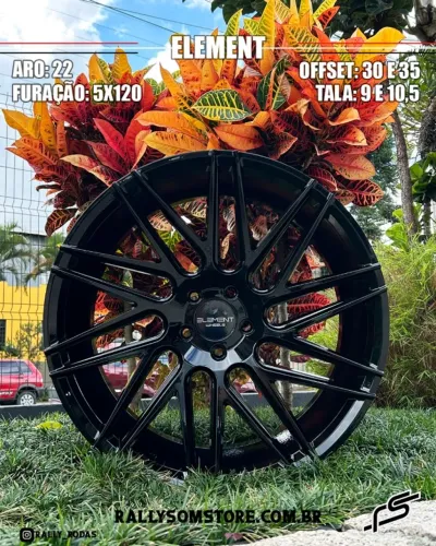 Jogo de Rodas Element Wheels Preto Brilhante 5x120 - 22x10,5 e 22x9