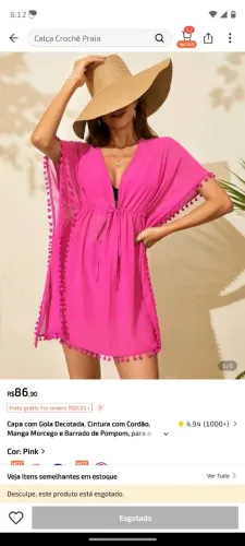 Saída de praia pink plus size