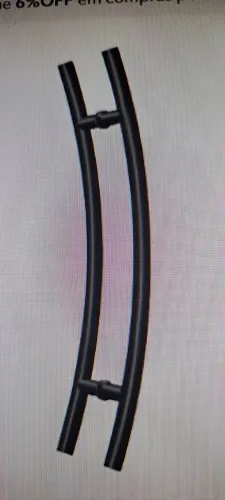 Puxador aço duplo para portas madeiras e vidros preto 60cm
