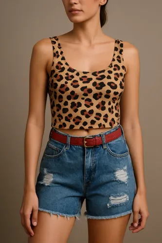 Cropped Animal Print