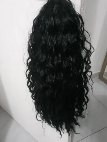 Peruca Cacheada Preta Longa