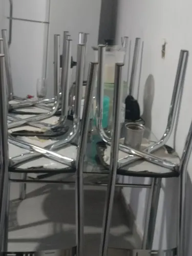 Mesa de inox suporte de vidro