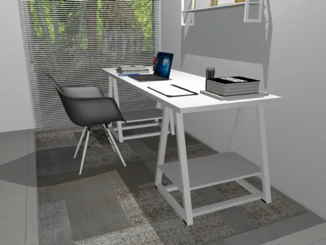 Mesa De Escritório Cavalete Deluxxe. L140cm x P60cm x A74cm